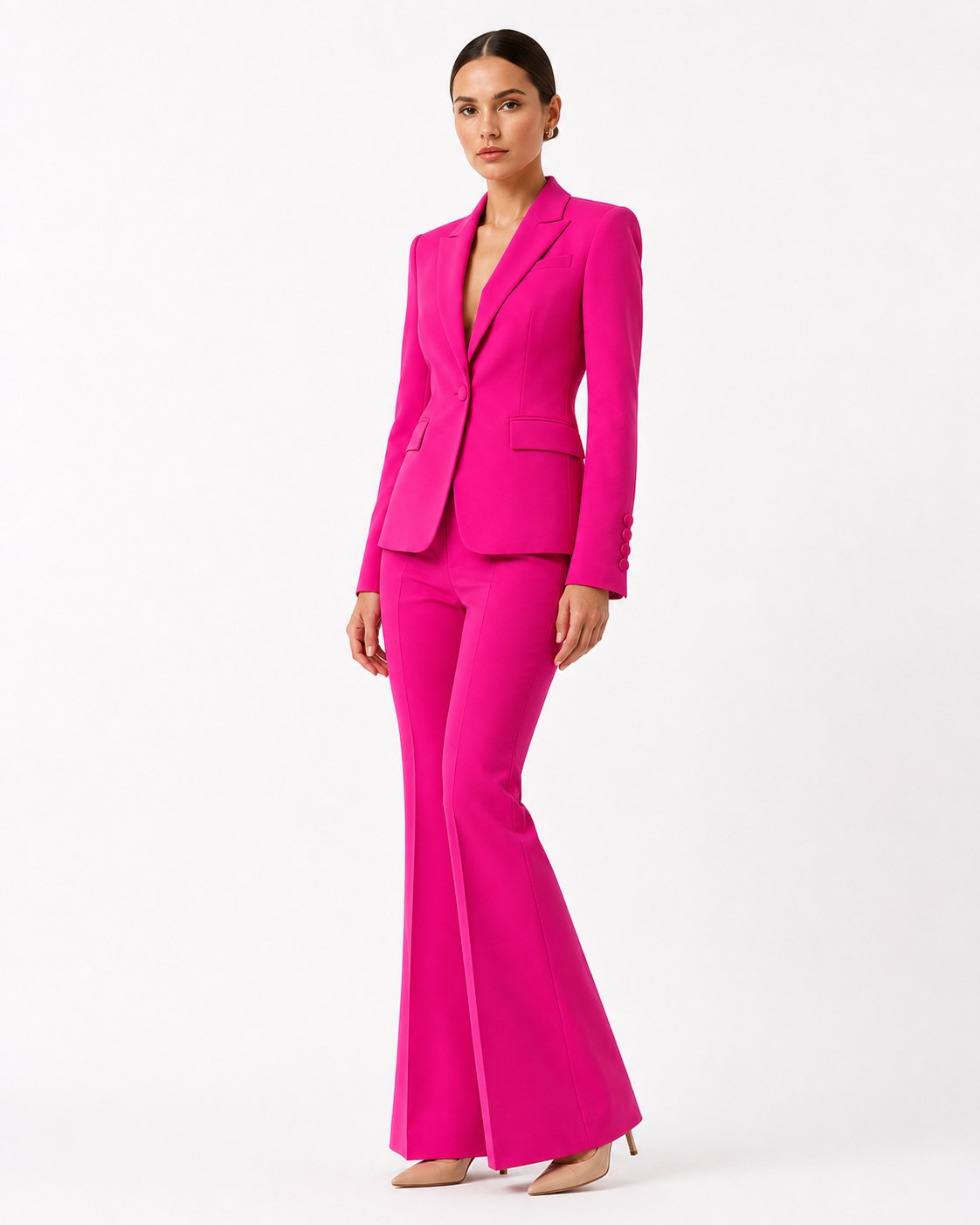 Ponche Anzug in Fuchsia mit Kristallen