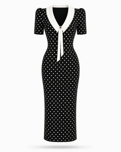 Embiez Gepunktetes Midikleid