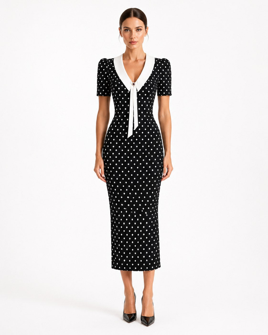 Embiez Gepunktetes Midikleid