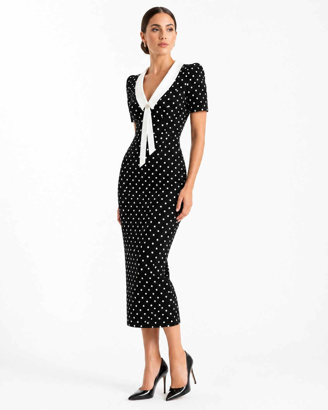 Embiez Gepunktetes Midikleid