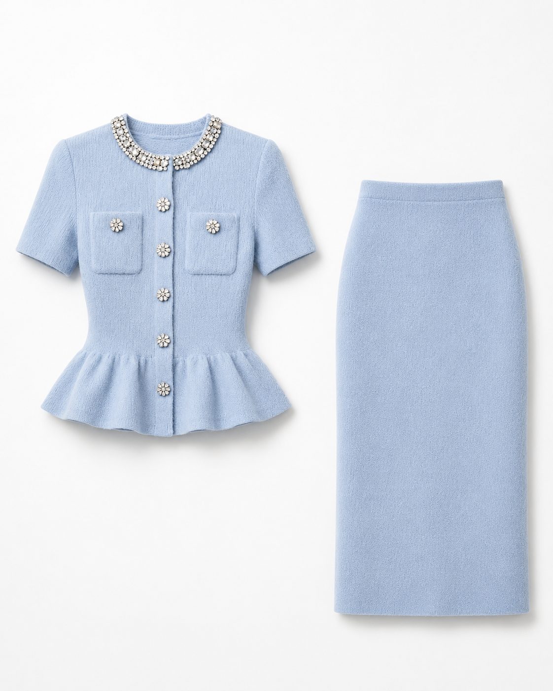 Azure Peplum Midi Dress