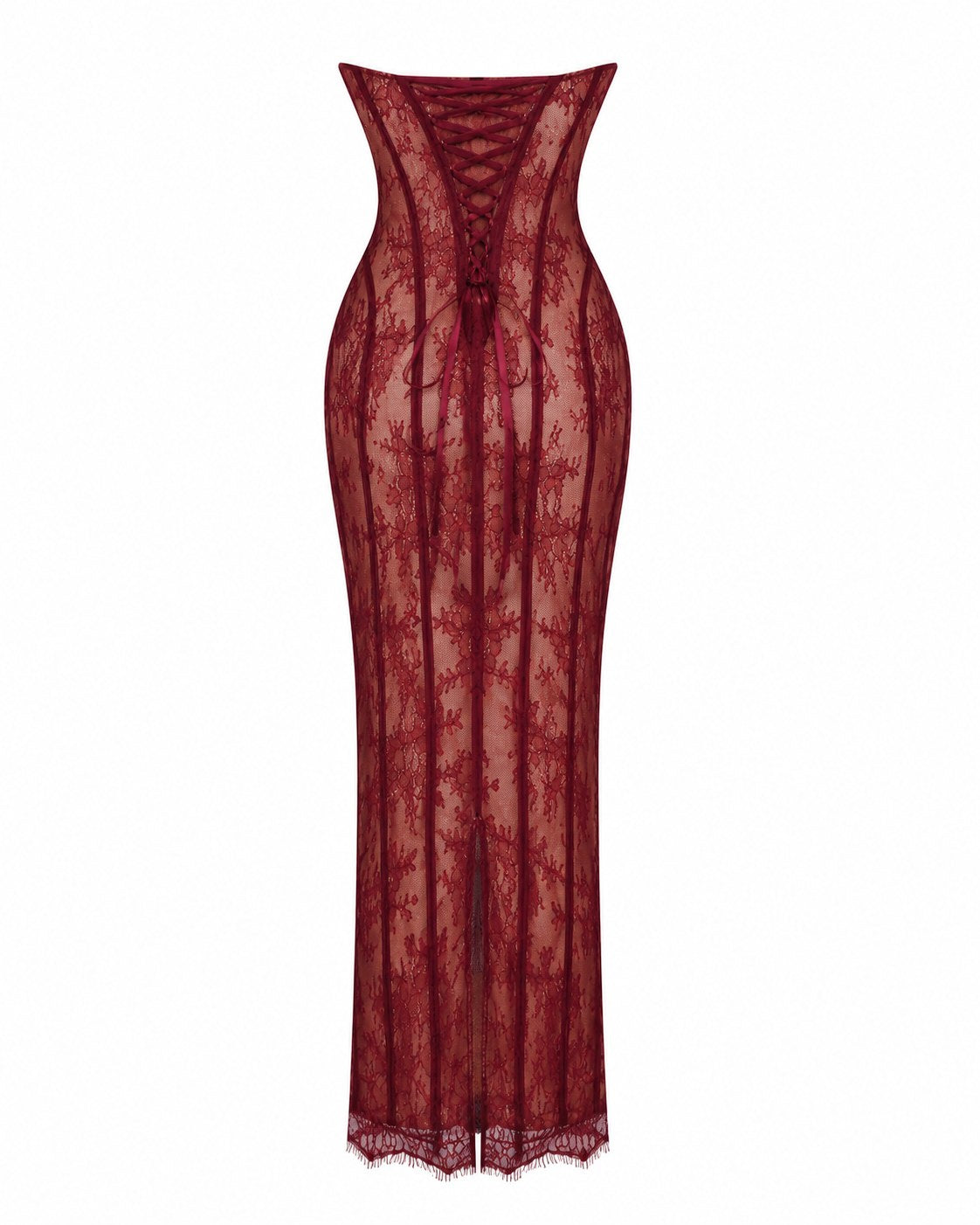 Vestido largo Contes de encaje con corpiño