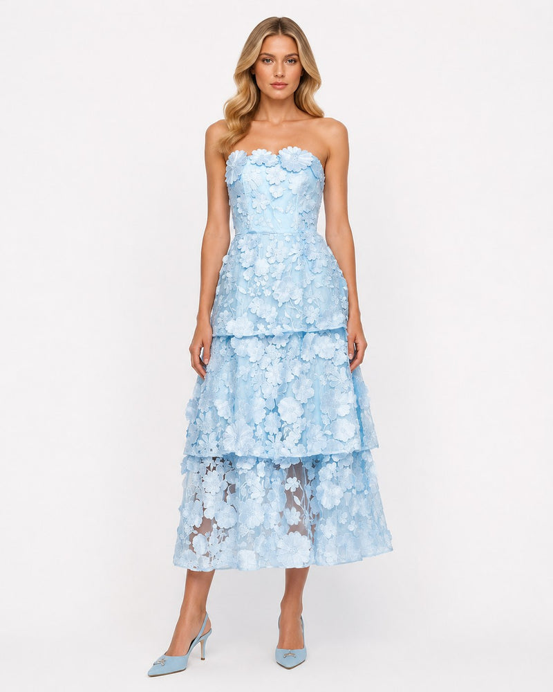 Falicon Floral Tiered Gown on model