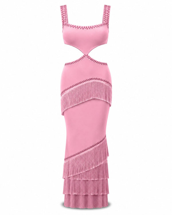 Abito da Sera Gourdon con Frange e Cutout