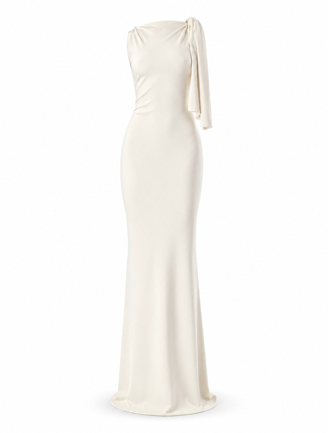 One-Shoulder-Abendkleid Ivoire