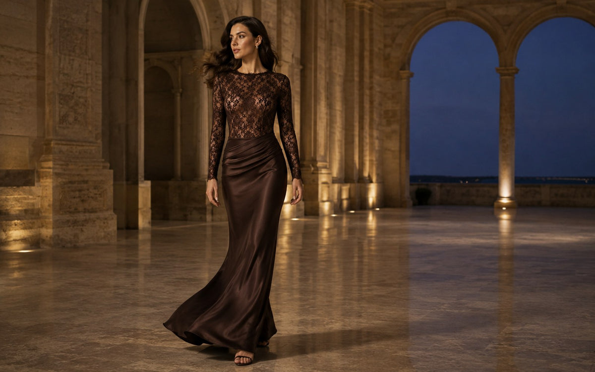 Vestido de gala de encaje Négresco