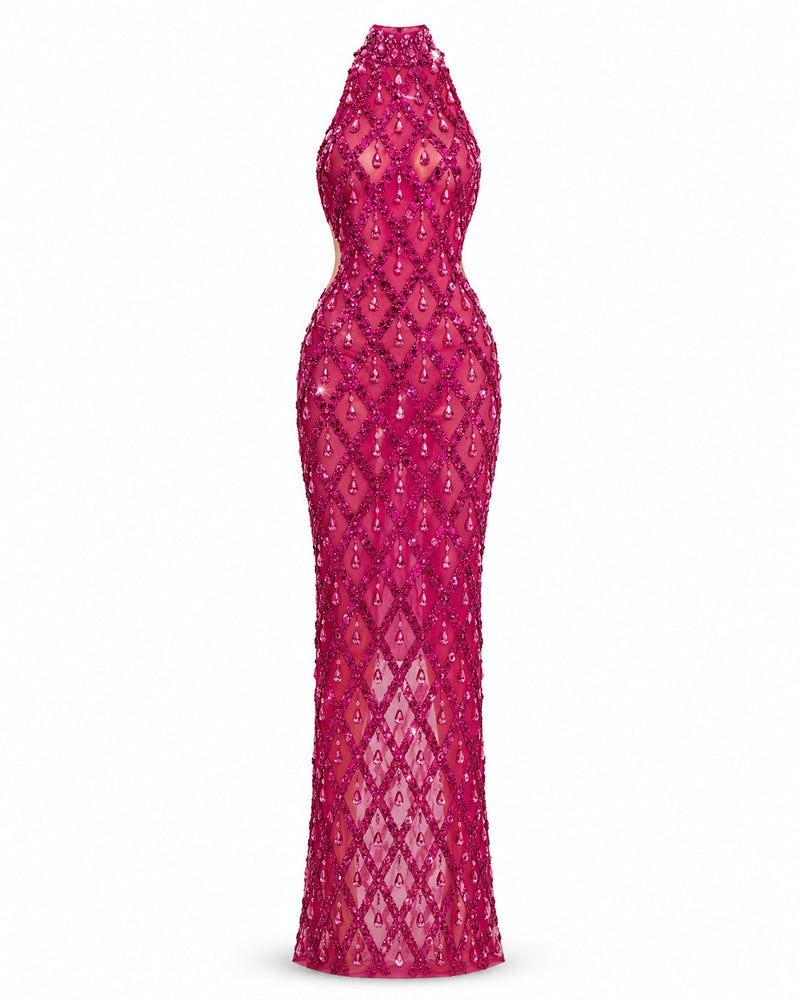 Orchidée Beaded Halter Gown