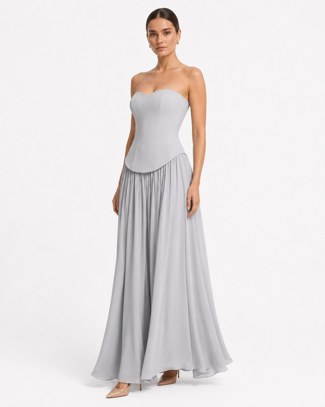 Plissee-Abendkleid Perle