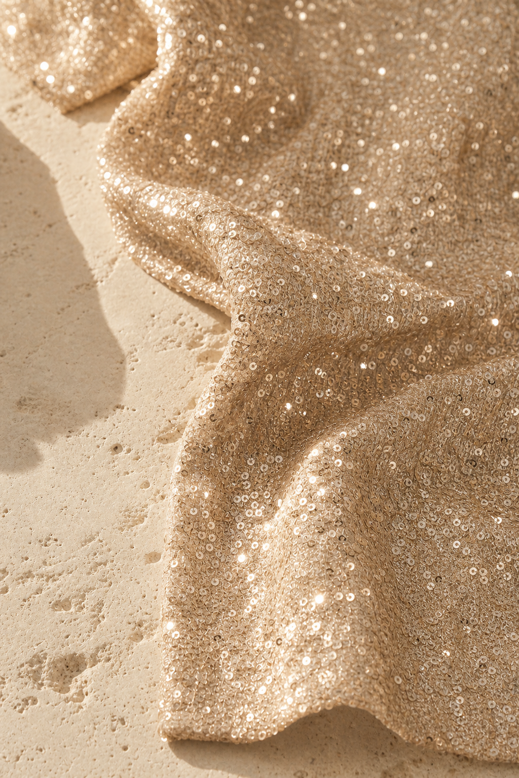 Close-up of luminous sequin craftsmanship
