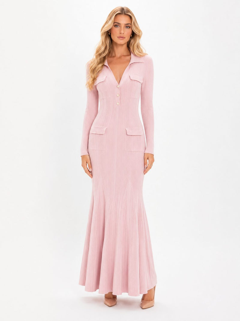 Sorrento Ribbed Maxi Dress on model
