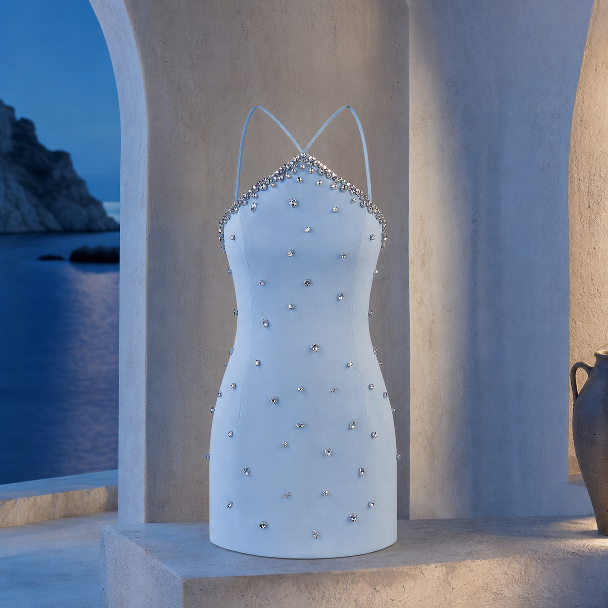 Bandol Crystal Mini displayed at blue hour